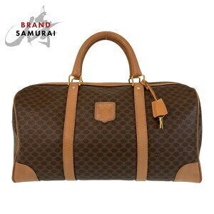 Celine Macadam Brown Leather Boston Bag